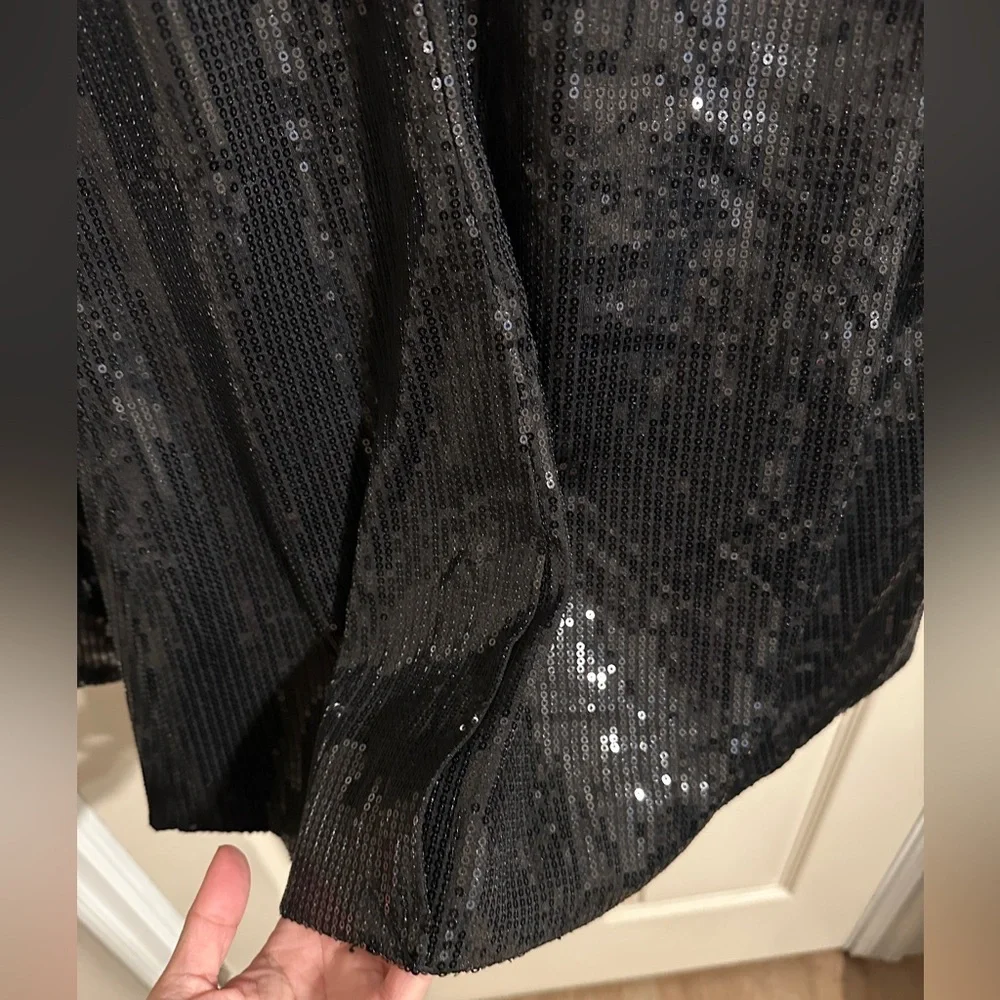 Nine West All Over Sequin One Button Blazer, Black, Sz XXL - Picture 12 of 13